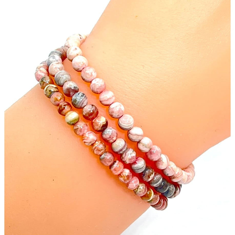 Rhodochrosite Bracelet LV0050 with pink and white shell bead