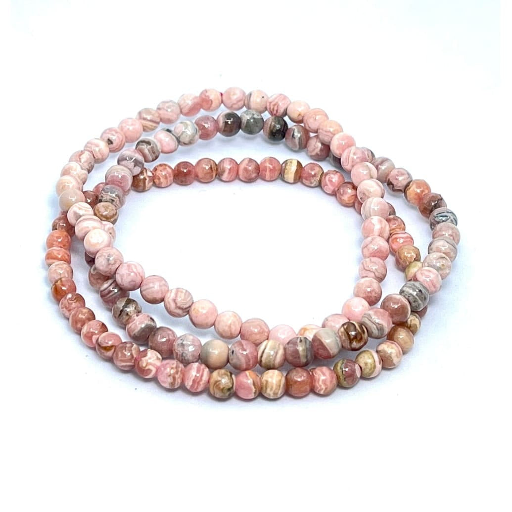 Rhodochrosite Bracelet with Pink and Brown Beads - Close Up View #LV0050