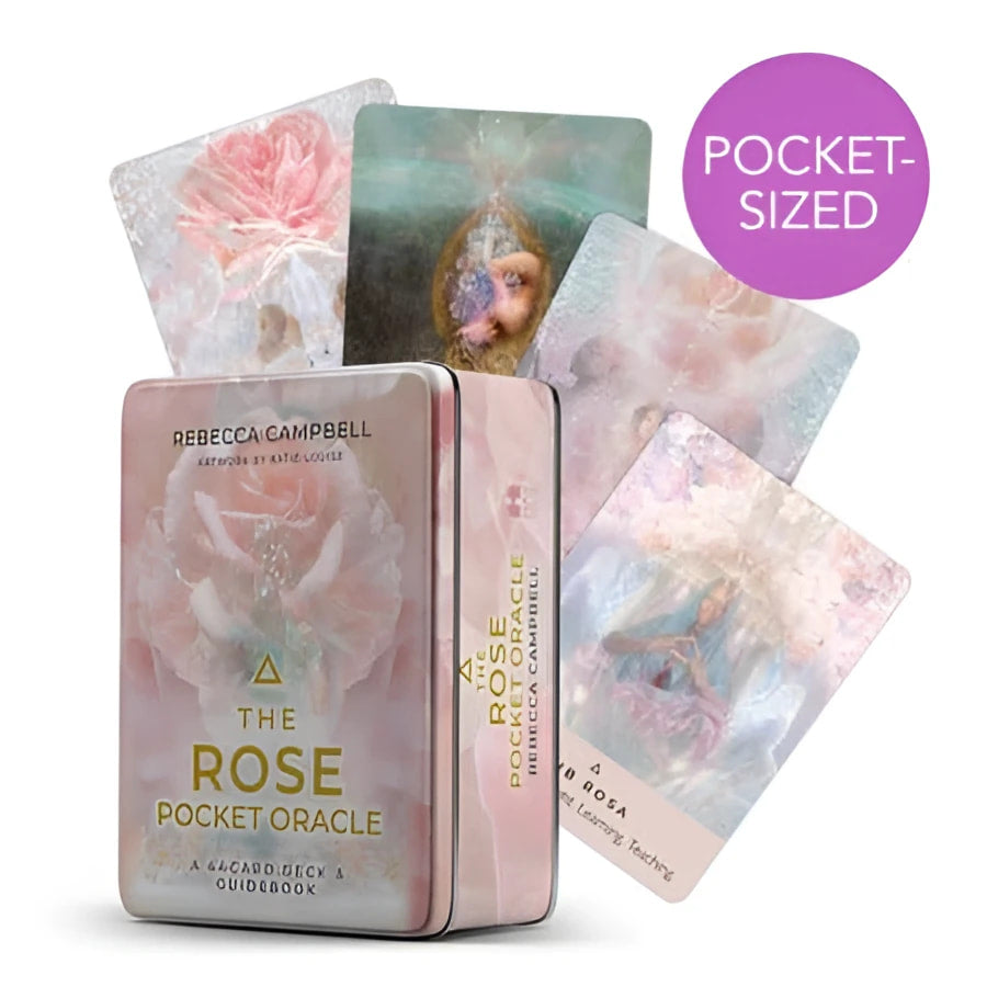 Pink metallic tin with Rose Pocket Oracle Deck and guidebook LV9602