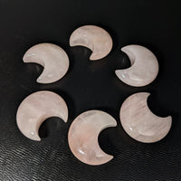 Thumbnail for Four pieces of rose quartz are arranged in a circle, showcasing Mini Crescent Moon #SK9584