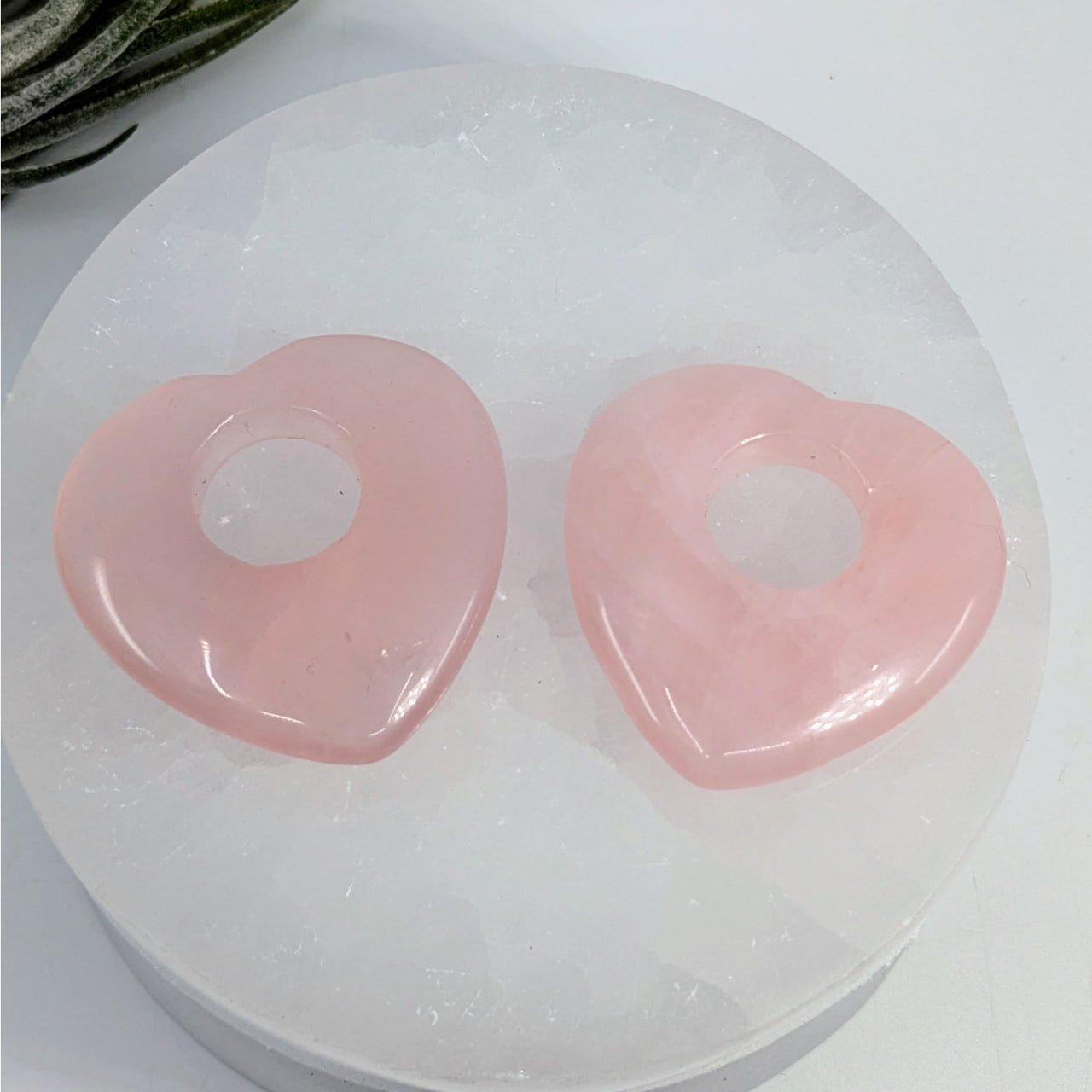 Rose Quartz 1.5’’ Heart Donut Pendant #LV6541 - $12