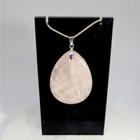 Rose Quartz 1.5’’ Teardrop Pendant #BC0717 with silver chain
