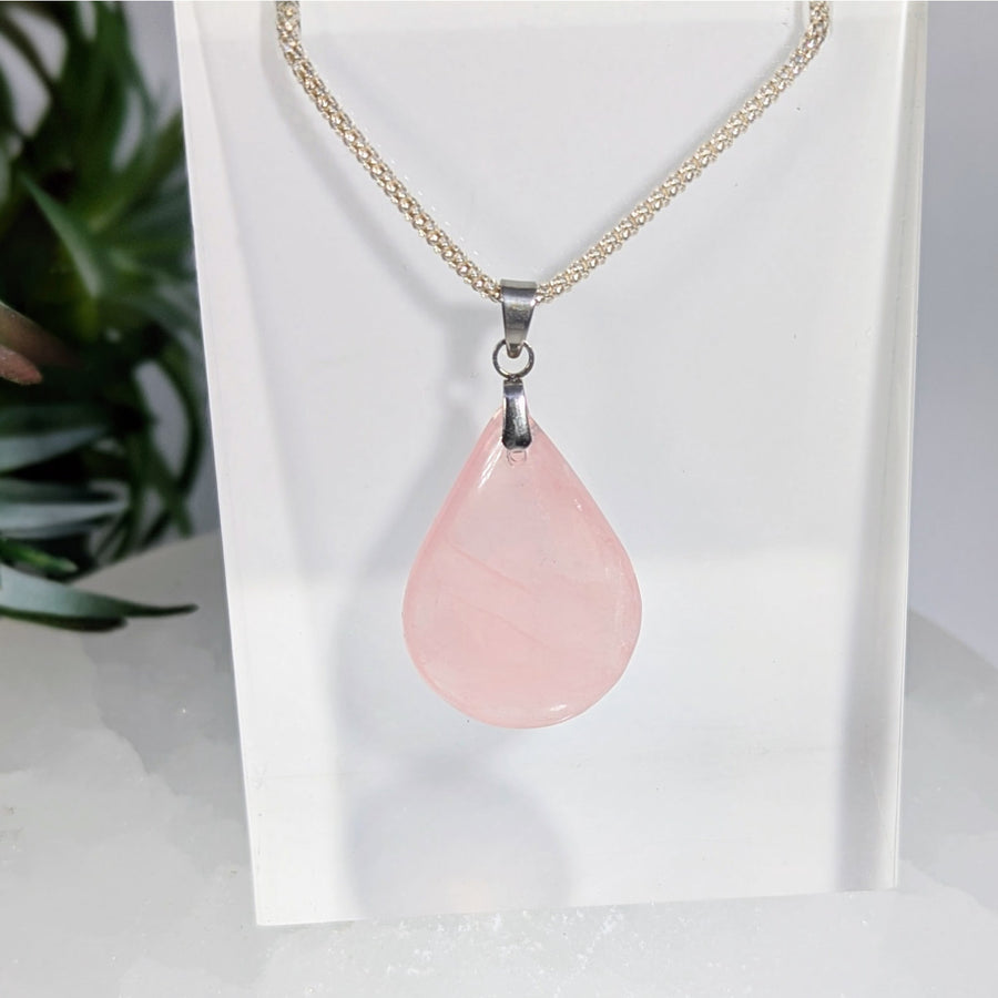 Rose Quartz 1’’ Teardrop Pendant #LV9620 $24
