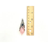 Rose Quartz 12-Faceted Pendant Necklace with Antique Silver Detailing #LV9533