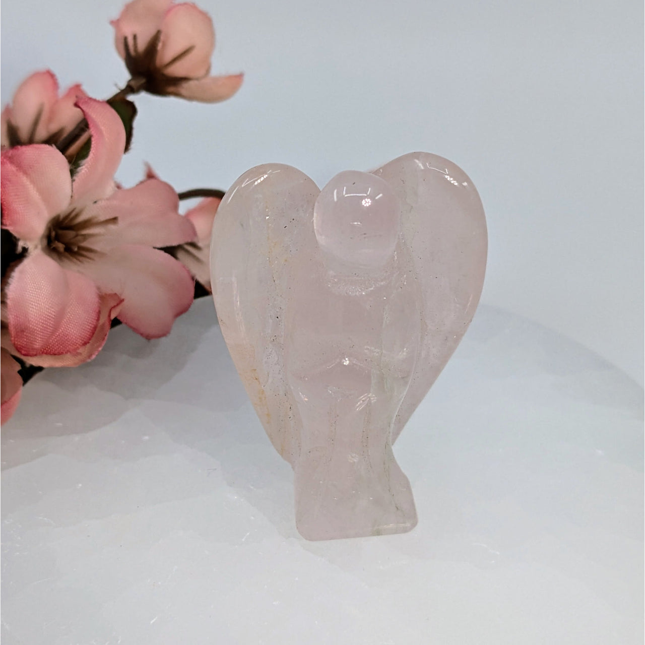 Rose Quartz 2’’ Angel Carving #LV6533 - $16