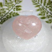 Smooth translucent pink rose quartz 2’’ puffy heart #BC0873
