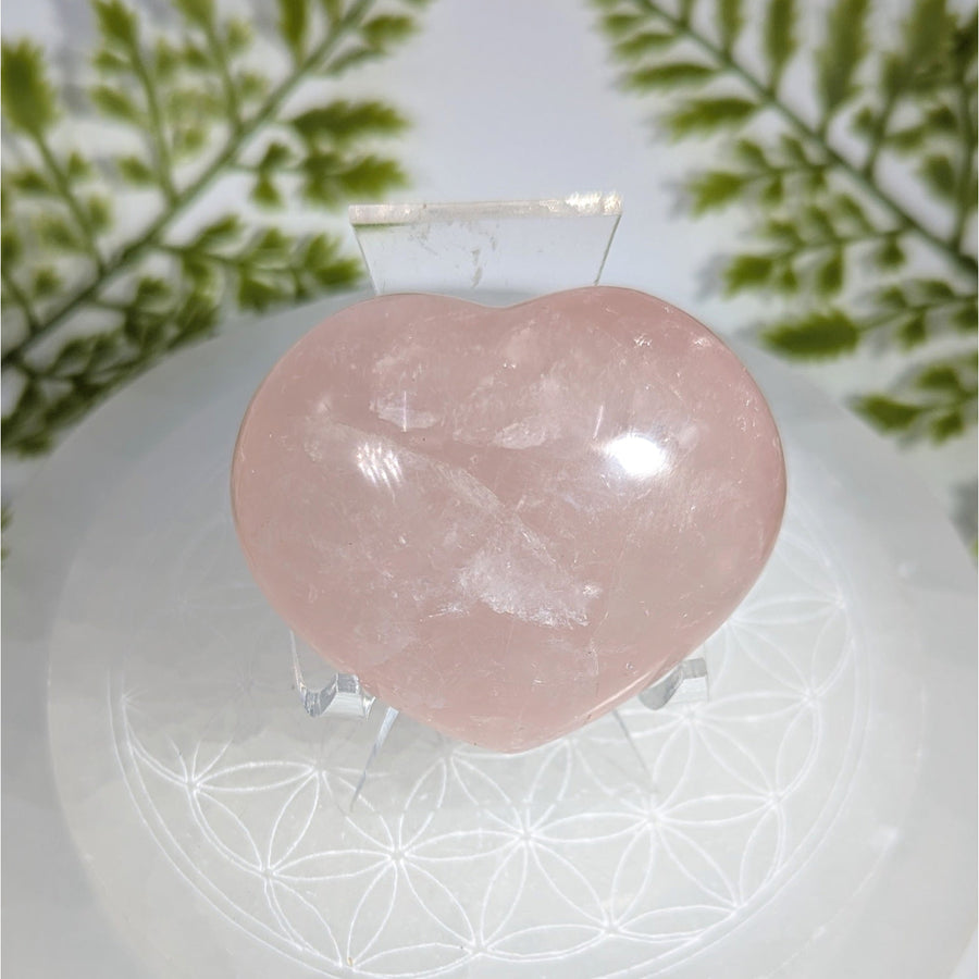 Smooth translucent pink rose quartz 2’’ puffy heart #BC0873