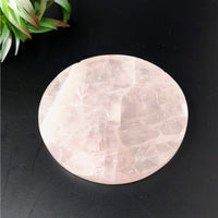 Thumbnail for Rose Quartz 3.4’ Coaster Plate #LV4433 - Pink Quartz Stone on Black Surface