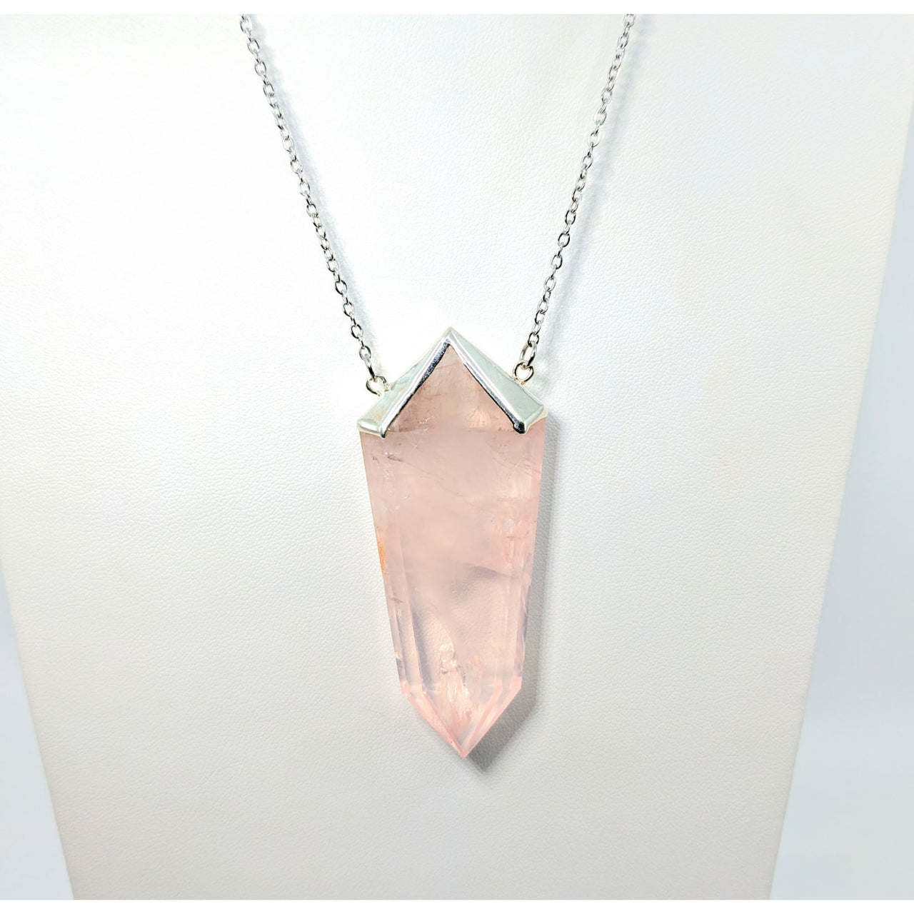 Rose Quartz 3.5’’ DT Point 18’’ Necklace #LV5776 - $125