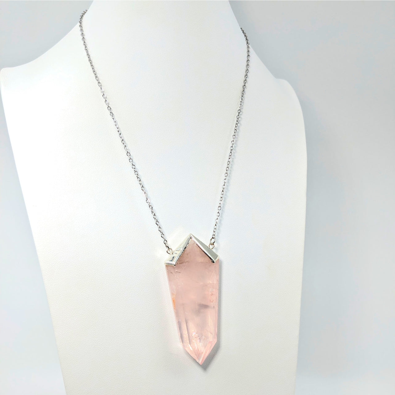 Rose Quartz 3.5’’ DT Point 18’’ Necklace #LV5776 - $125