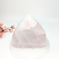 Polished pink Rose Quartz point from Rose Quartz 3.8 Inch Flat Polished Specimen LV8358