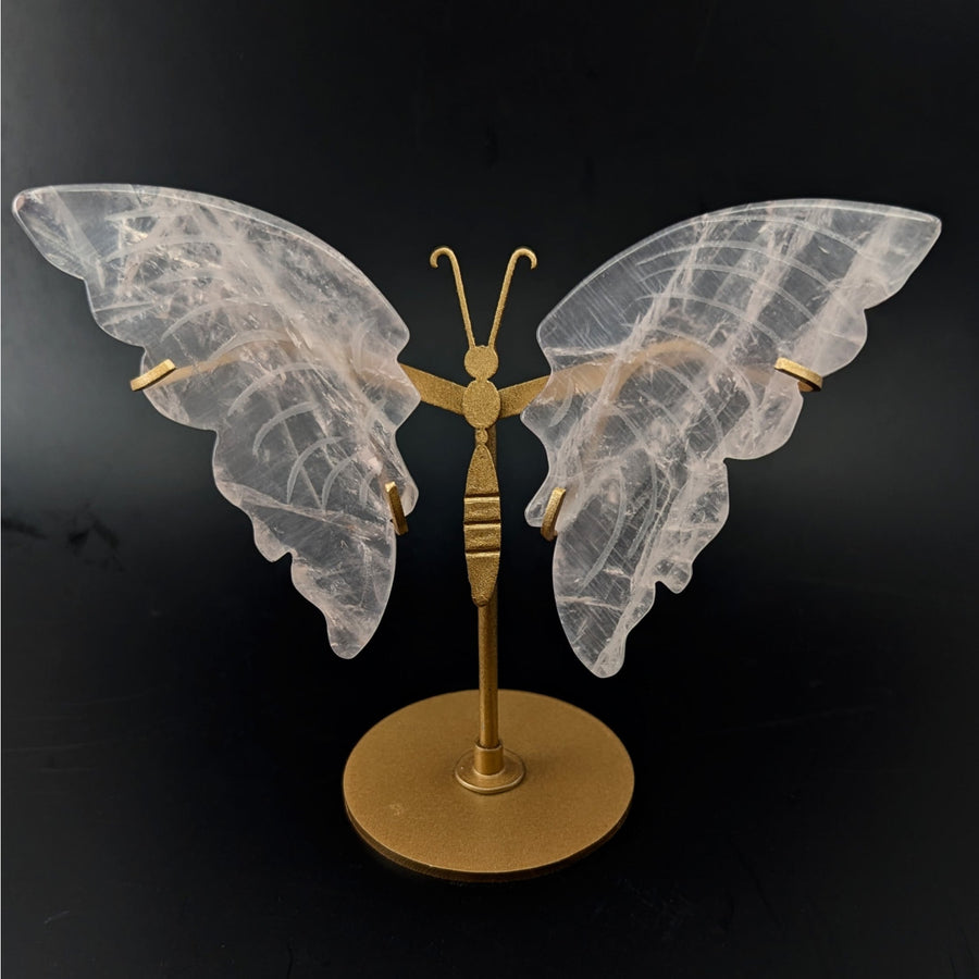 Rose Quartz 4.5’’ Butterfly Sculpture on Stand #BC0324