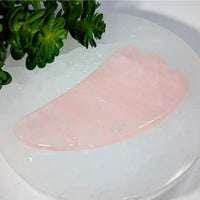 Smooth translucent pink Rose Quartz 4’’ Guasha massage tool #BC0300