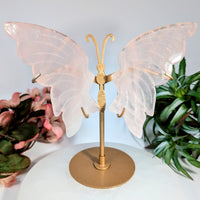 Rose Quartz 5.5’’ Butterfly Carving on Stand #LV9923 - $77