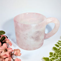 Rose Quartz 5’’ Solid Carved Mug #BC0728 translucent pink with inclusions