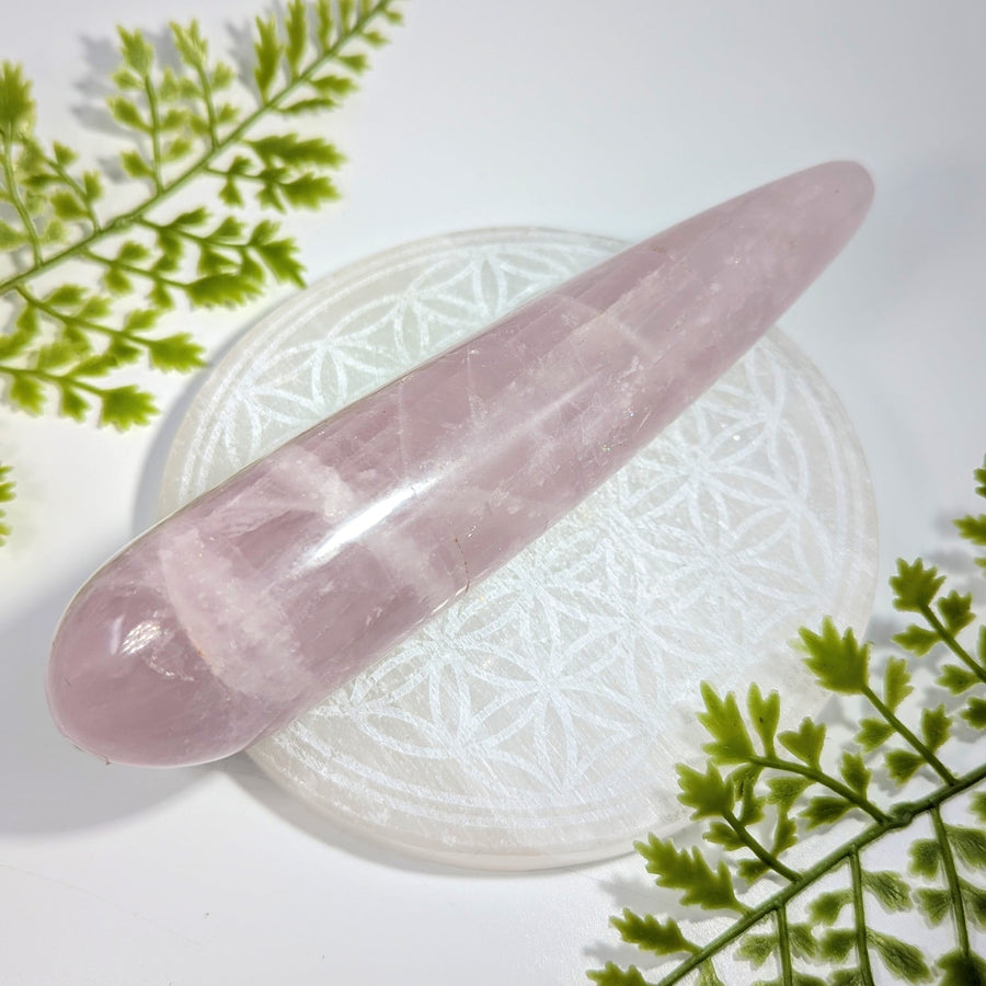 Rose Quartz 6.4’’ Massage Wand #BC1136 polished oval pink stone