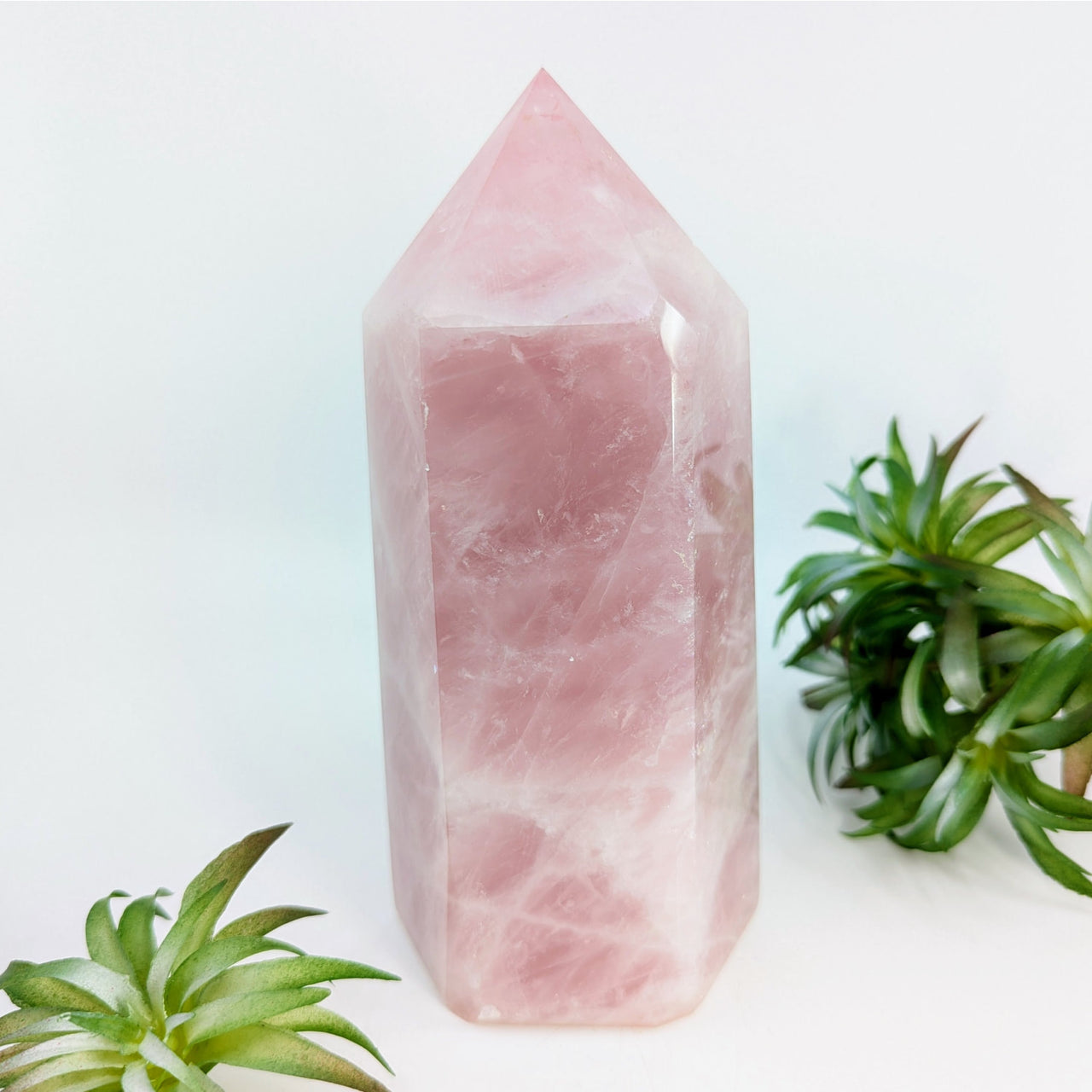 Polished pink rose quartz point from Rose Quartz 7 Jumbo Generator #LV7819