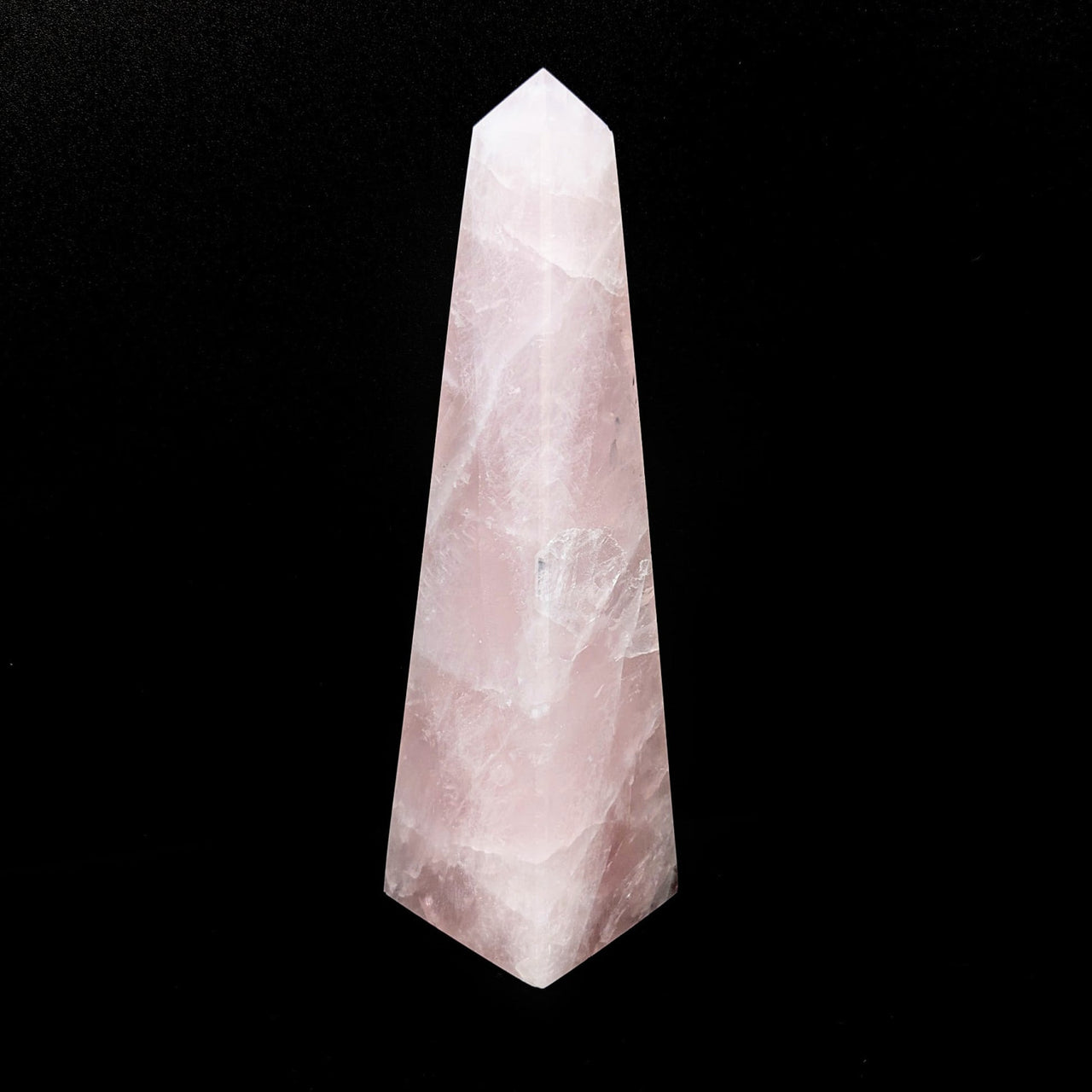 Rose Quartz 7’ Obelisk Tower SK9767 - Stunning Pink Quartz Point on Black Background