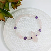 Thumbnail for Crystal bracelet featuring rose quartz and amethyst beads for blissful energy