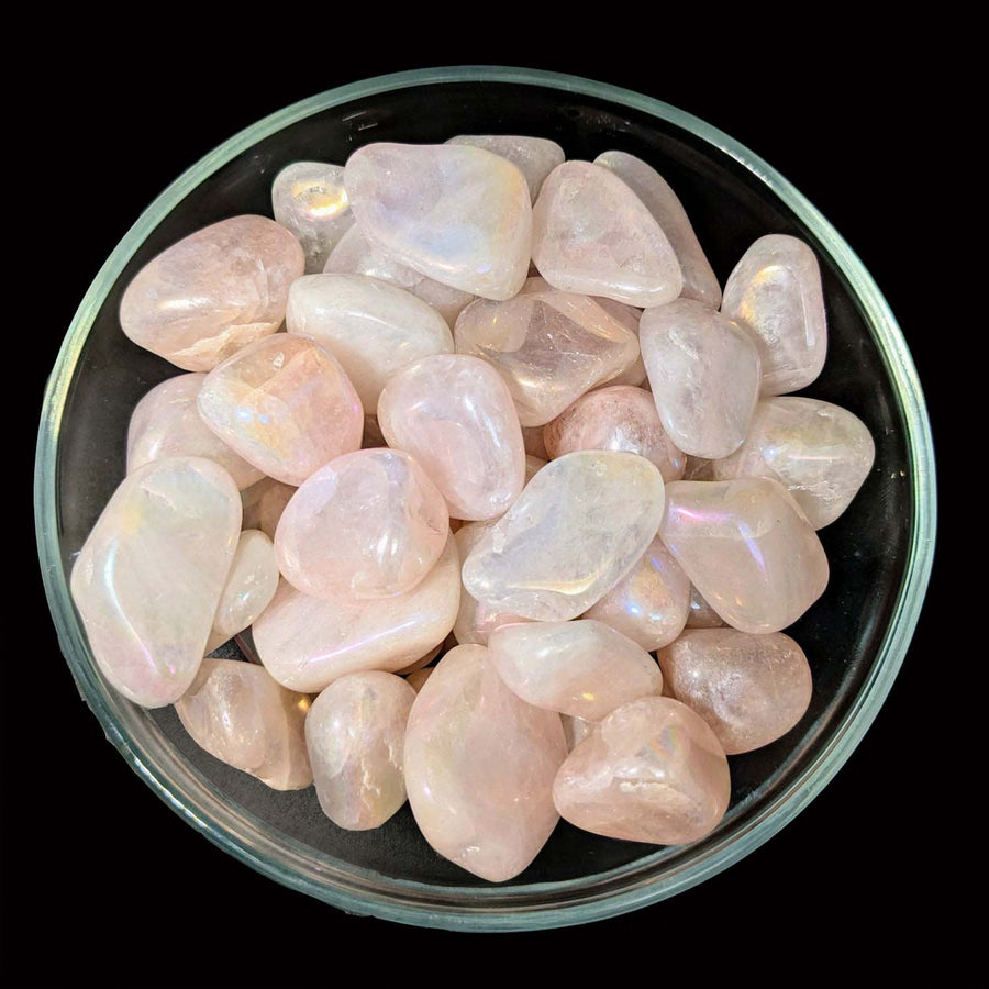 Pink Quartz Crystal Bowl from Rose Quartz Angel Aura Tumbled Stone collection