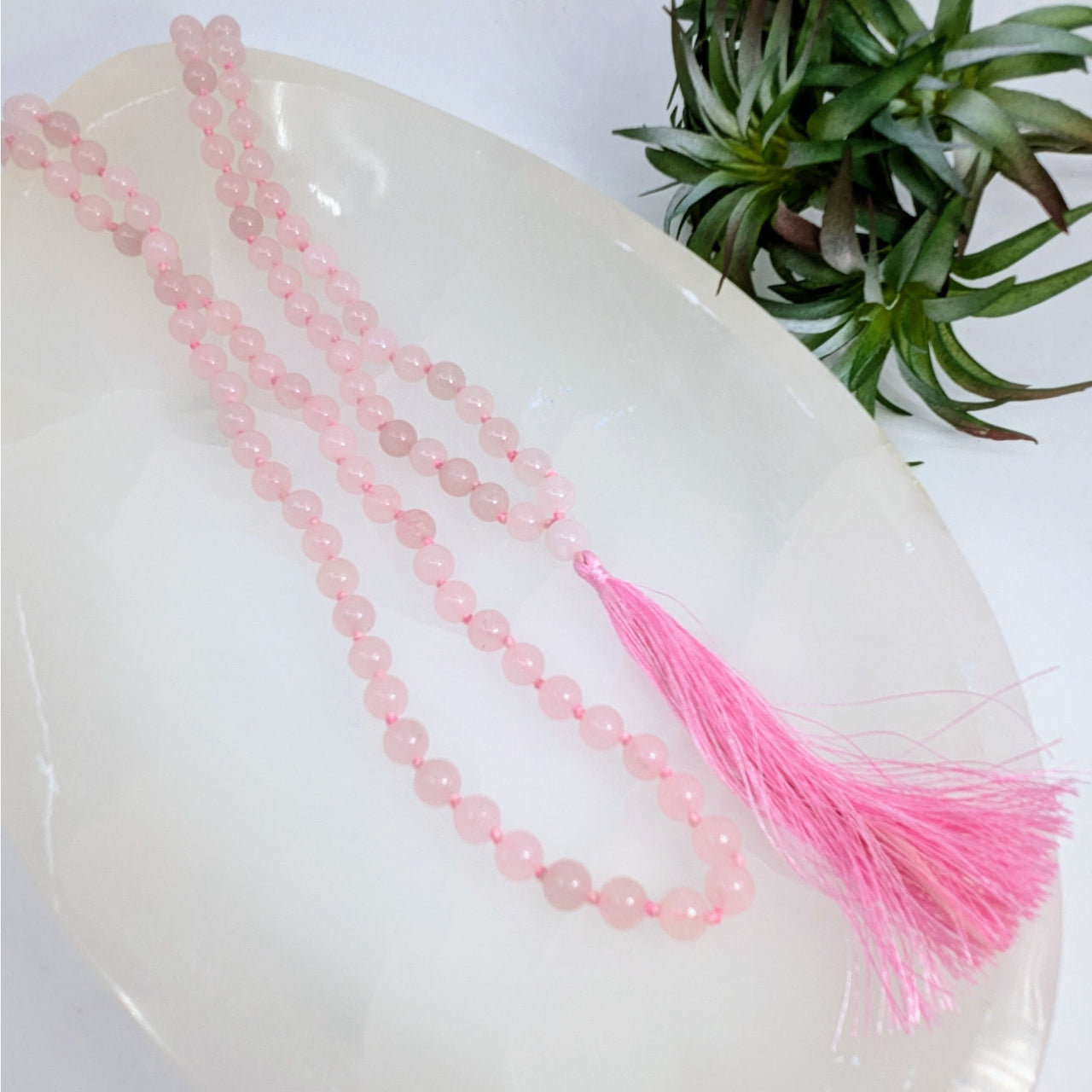 Rose Quartz Beaded 19’’ Mala Necklace #LV6196 - $35