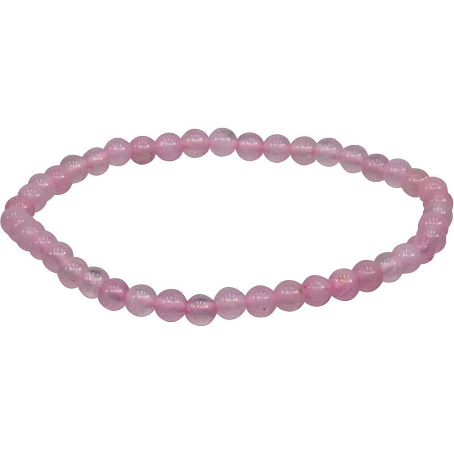 Rose Quartz Elastic Bracelet 4mm Round Beads #BC0551