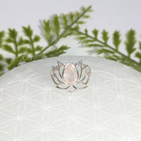 Rose quartz faceted size 7.75 lotus silver ring BC1071