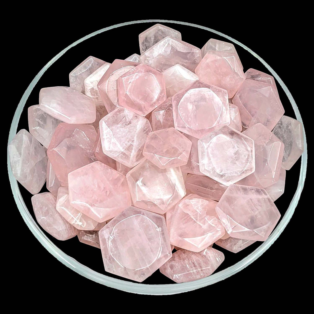 Rose Quartz Gem Cut Hexagon Star Carving #SK5982