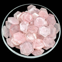 Thumbnail for Rose Quartz Gem Cut Hexagon Star Carving #SK5982