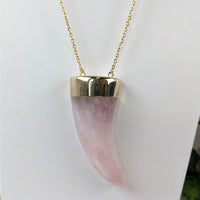 Thumbnail for Rose Quartz Horn Shape Pendant 28’’ Necklace #LV5590 - $90