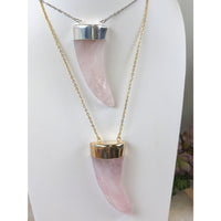 Thumbnail for Rose Quartz Horn Shape Pendant 28’’ Necklace #LV5590 - $90