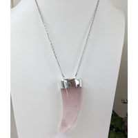 Thumbnail for Rose Quartz Horn Shape Pendant 28’’ Necklace #LV5590 - $90