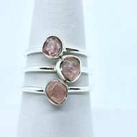 Thumbnail for Rose Quartz Natural Dainty Stackable Sterling Silver Ring on a white napkin