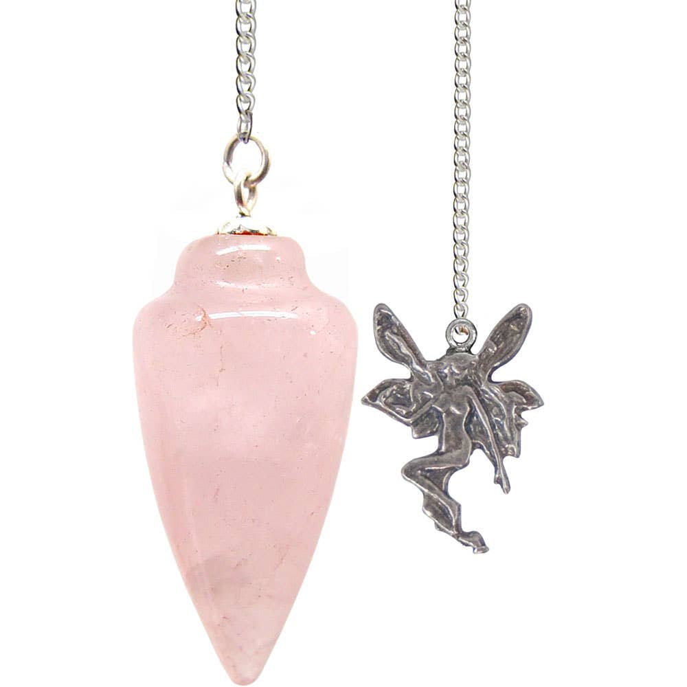 Rose Quartz Polished Pendulum with Fairy Charm #LV9164 $15