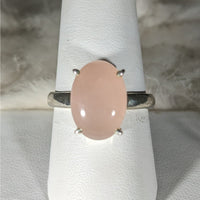 Thumbnail for Sterling silver ring with oval-cut rose quartz and pink opal stone in prong setting