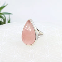 Thumbnail for Teardrop ring featuring a rose quartz gemstone set in sterling silver