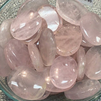 Thumbnail for Polished Rose Quartz Thumb Stone #P115 showcasing rounded, tumbled crystal form