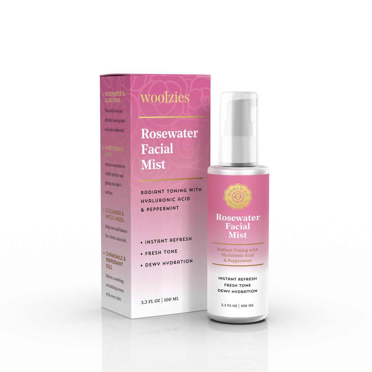 Rosewater Facial Mist LV9975 bottle, 102 ml pink label white cap