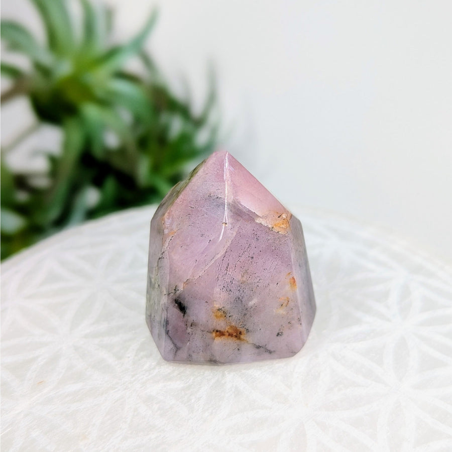 Polished pink Crystal Point from Ruby Corundum 1.5-inch product display