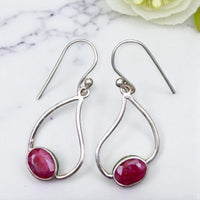Ruby Earrings Ruby Gemstone Sterling Silver Earrings