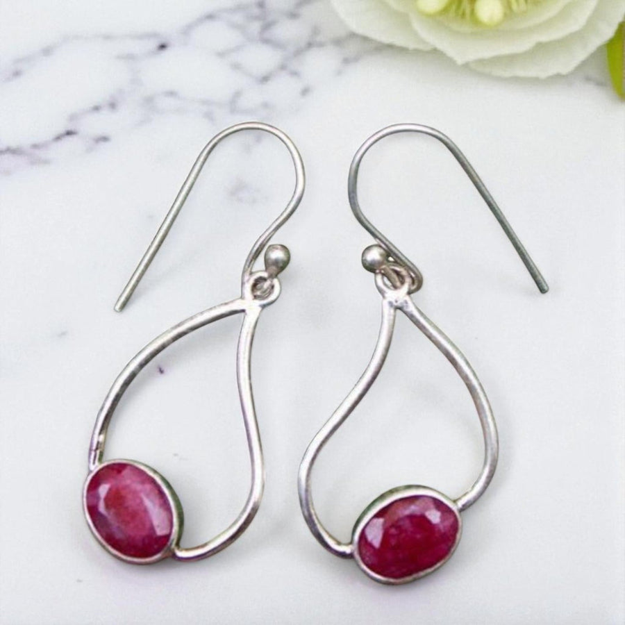 Ruby Earrings Ruby Gemstone Sterling Silver Earrings