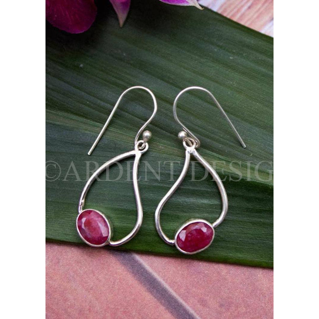 Ruby Earrings Ruby Gemstone Sterling Silver Earrings