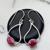 Ruby Earrings Ruby Gemstone Sterling Silver Earrings