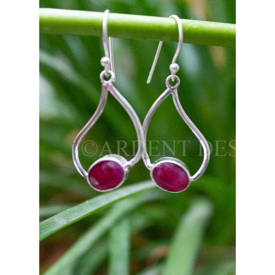 Ruby Earrings Ruby Gemstone Sterling Silver Earrings