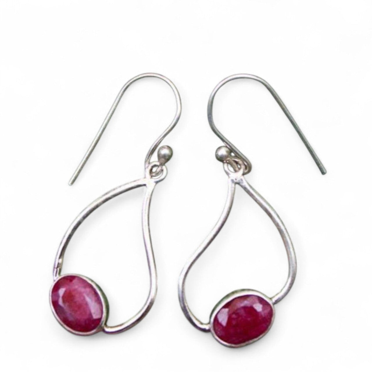 Ruby Earrings Ruby Gemstone Sterling Silver Earrings