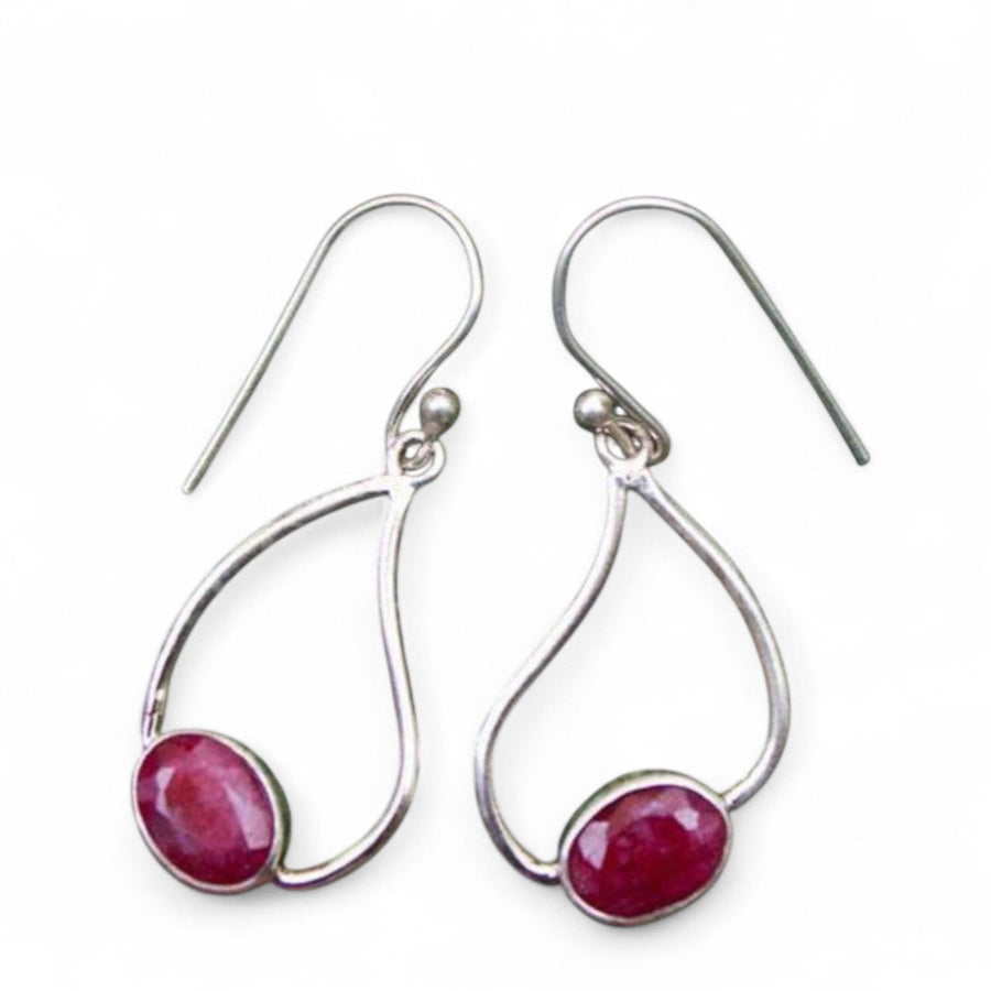 Ruby Earrings Ruby Gemstone Sterling Silver Earrings