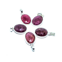Ruby Faceted Pendant Sterling Silver Necklace #LV4207 - $48