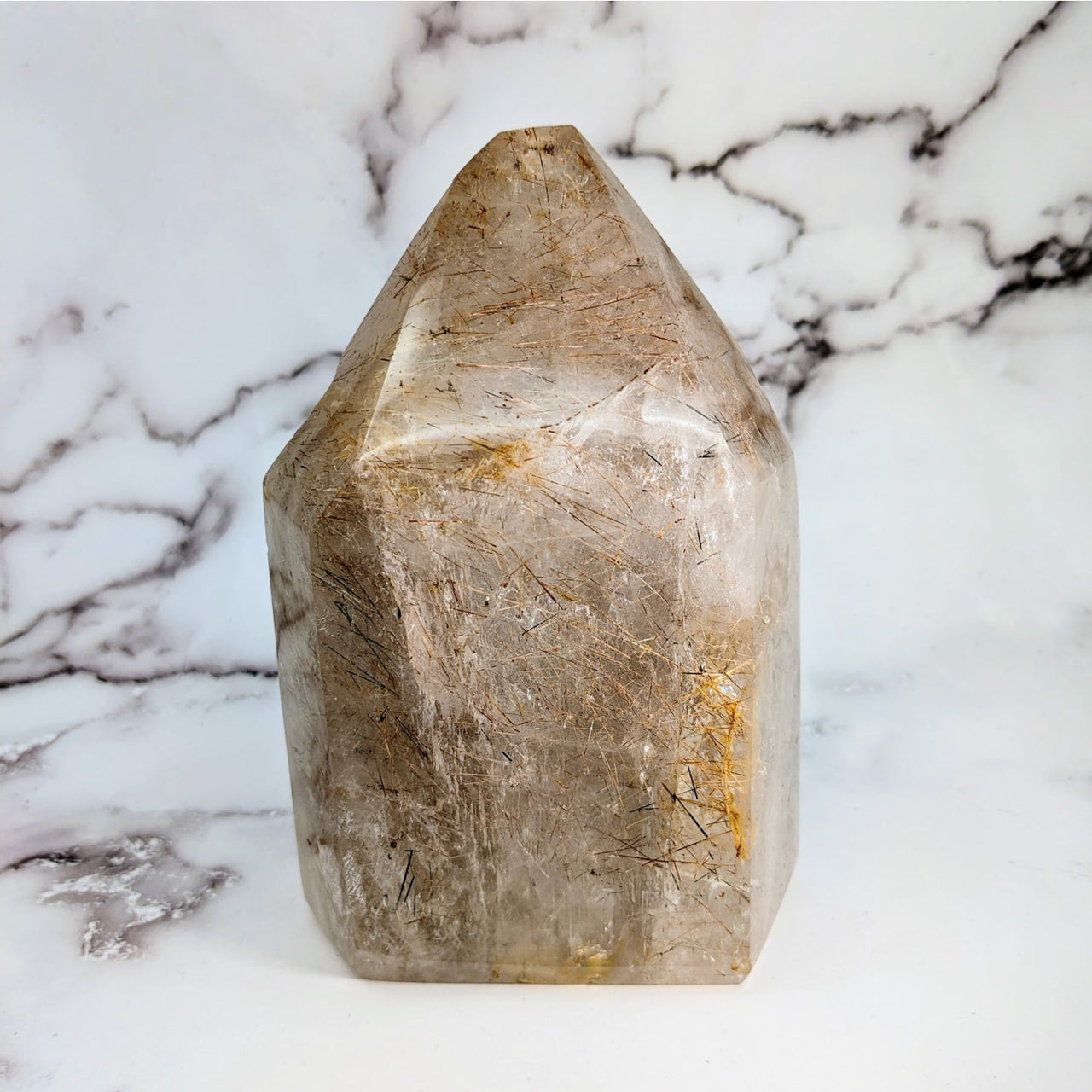 Rutilated Quartz 6.25’ Generator with large rough quartz point #LV2509