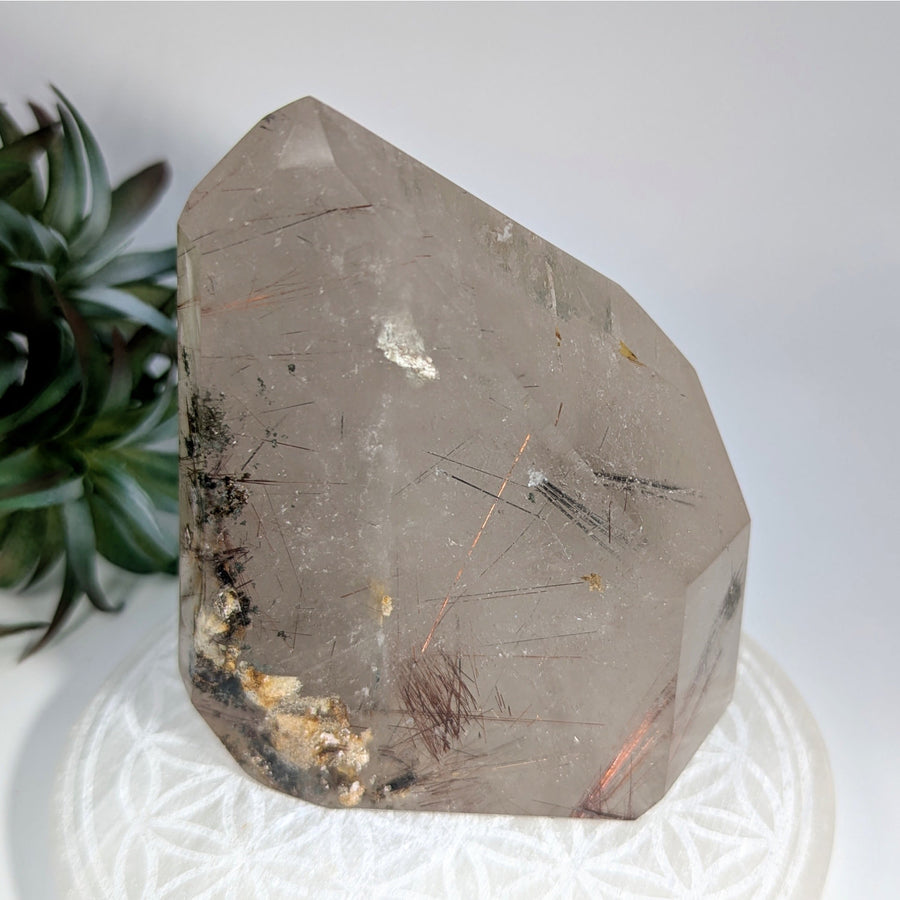 Rutilated Quartz Crystal Point from Enhydro Generator #LV8644, 4.2 inches tall