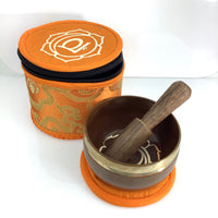 Thumbnail for Tibetan singing bowl with wooden striker and orange case for Sacral Chakra Mini Singing bowl